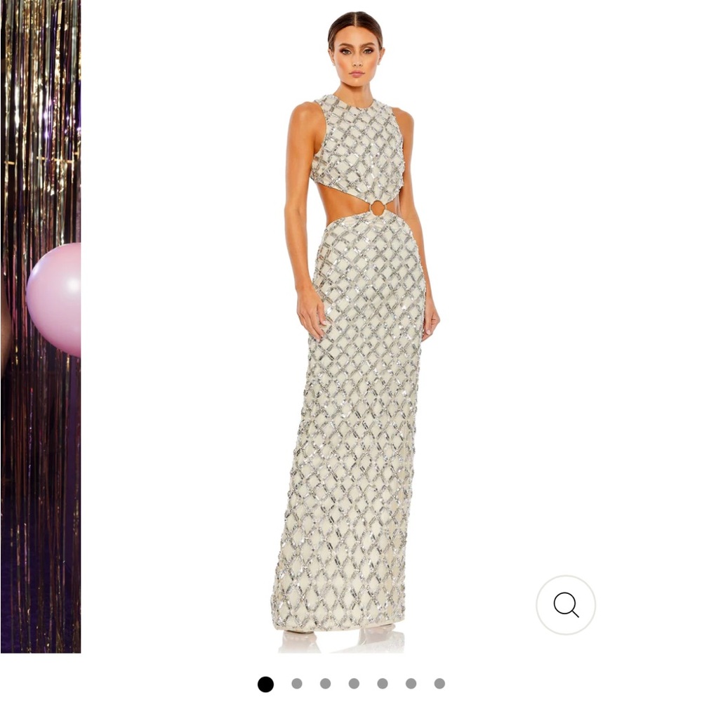 NWT Mac Duggal Embellished High Neck Cut Out Gown